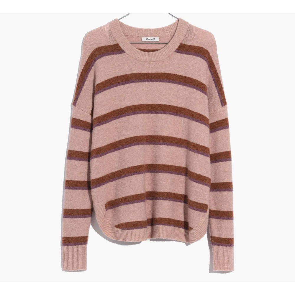 Madewell Westlake Pullover Womens M Beige Striped Wool Alpaca Coziest Sweater